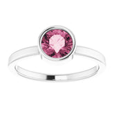 Platinum 6 mm Natural Pink Tourmaline Ring